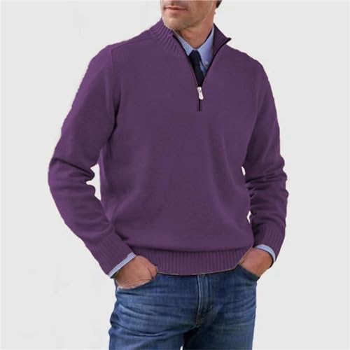 Men's Cardigan Sweaters Plus Size Zip Up Stand Collar Warm Slim Fit Cable Knitted Sweater2