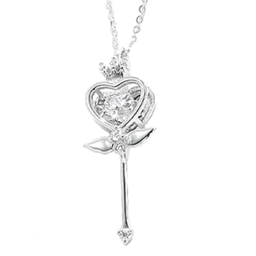 Collier cœur en argent sterling et cristal scintillant de haute joaillerie pour femme