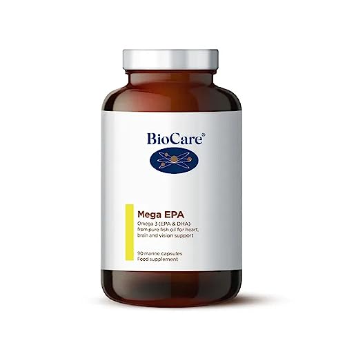 BioCare - Mega EPA - Pure Fish Oil with Omega-3 Fatty Acids, EPA & DHA - Marine Capsules for Heart, Brain & Vision Support - 90 Capsules