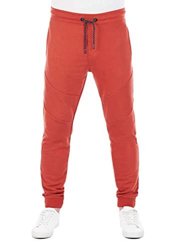 riverso Jogginghose Herren Baumwolle lang RIVVito Sweatpants Trainingshose Freizeithose Sporthose Jogger Biker, Größe:L, Farbe:Rusty Ochre Red