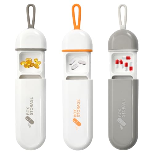 Husalsea Set di 3 Portapillole Tascabile, Porta Pillole Portatile Porta Pillole da Tasca per Viaggio, Porta Pastiglie Giornaliero e Settimanale, Organizzatore Compatto per Medicinali e Vitamine (A)