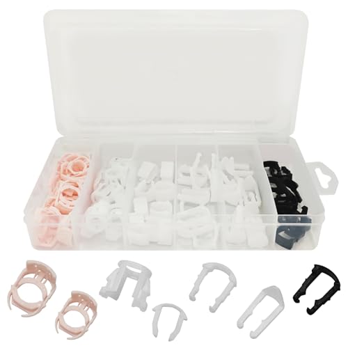 QKYS 70PCS Car Fuel Line Clips, 3/8" 5/16" Durable Fuels Hose Retainer Clips, 7 Size Nylon Fuel Line Repair Kit, Auto Retainer Clip Replacement Kit Compatible with Ford GM Chrysler