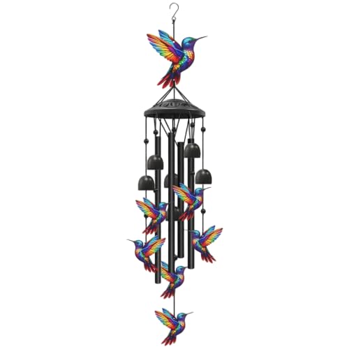 Carillones de viento para exteriores con diseño de colibrí negro, el regalo ideal de hogar 2