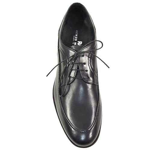 Men's Black Leather Derby Dress Shoes, Comfort Lace-Up, Italian Made 6