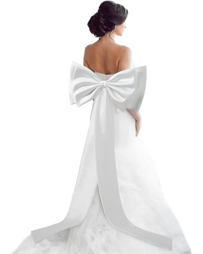 67" Big Bow for Dress Long Double Satin Bow Belt for Bride Formal Wedding Dress2