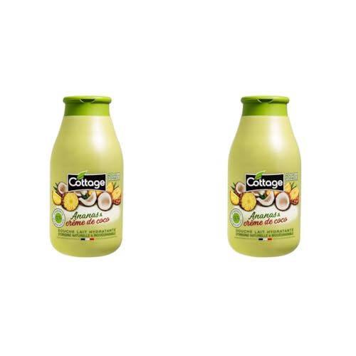 COTTAGE – Douche Lait Hydratante – Ananas et crème de Coco – 97% D’Ingrédients D’Origine Naturelle – Made In France – 250 ml (Lot de 2)