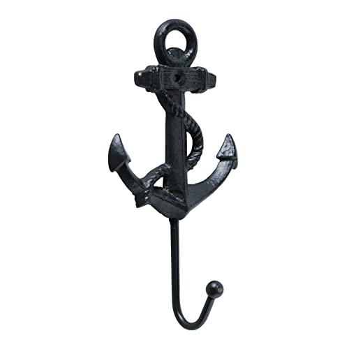 Seaside No.64 - Garderobenhaken Wandhaken Jackenhaken - Anker maritim Tau-Optik - Gusseisen schwarz - Aufhängung Wandgarderobe Cover