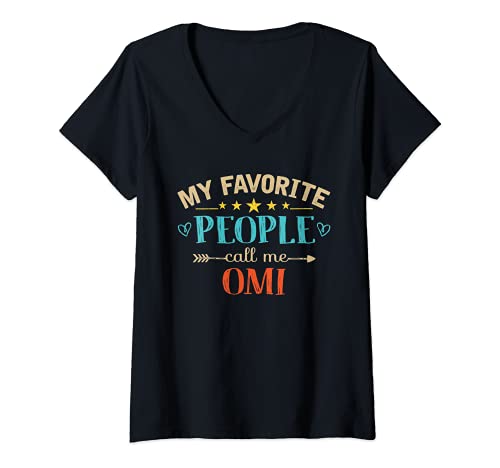 Womens My Favorite People Call Me Omi Retro Style Funny Grandma V-Neck T-Shirt