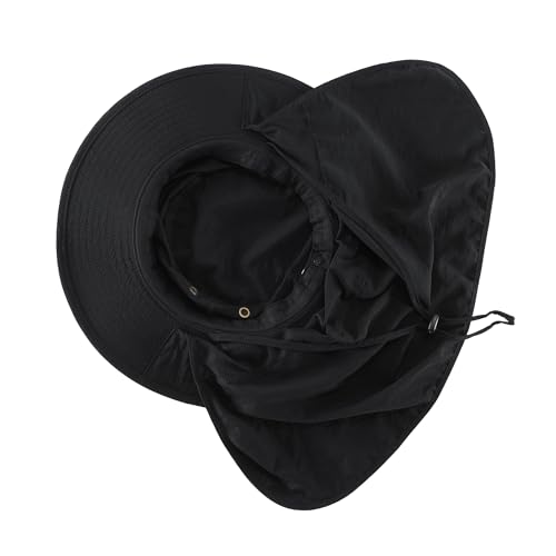 Image of Home Prefer UPF50 Mens Sun Hat with Neck Flap Quick Dry UV Protection Cap Womens Wide Brim Fishing Hat Neck Flap Beach Garden