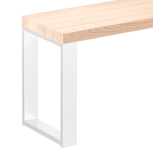 LAMO Manufaktur Taburete de Madera para Comedor 30x160x47 cm (Ancho x Largo x Alto), Patas para Muebles Modelo Simple Blanco/Asiento En Bruto, LSB-01-A-001-160-9016S