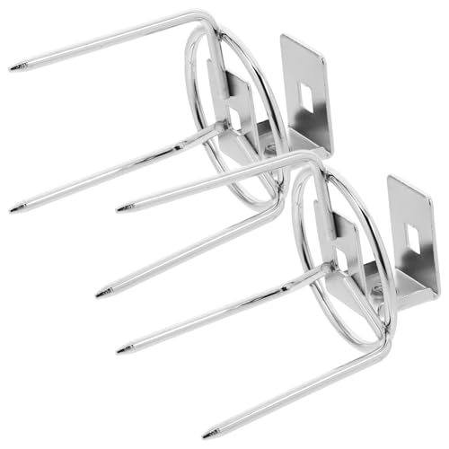 Cabilock 2pcs Stainless Steel Rotisserie Cooking Forks Heavy Duty Bbq Grill Meat Forks for Outdoor Chicken and Fish Rotisserie Easy to Clean and Replace Grilling Accessories