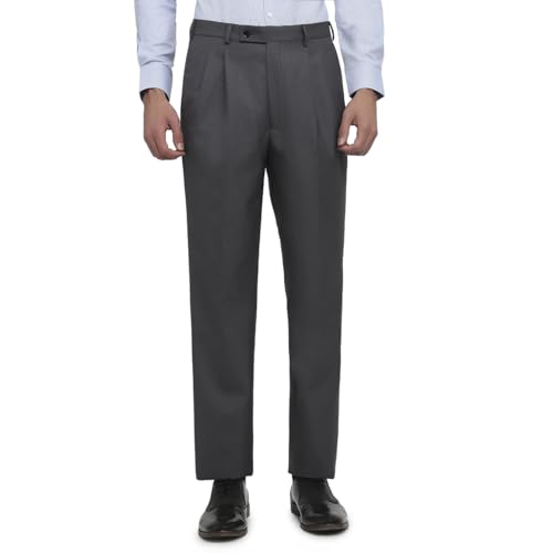 Image of Park Avenue Men Comfort Fit Solid Pattern Poly Wool Blend Double Pleat Formal Trouser