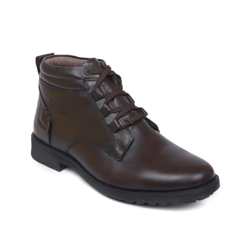 Image of Zoom Shoes A-4691 Men's Genuine Leather High Ankle Boots | Stylish Lace-Up Design | Cushioned Insole for Comfort | Durable & Trendy for Everyday Wear
