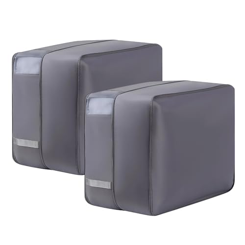Bolsa de almacenamiento de ropa de cama de doble capa, 2 unidades, color gris, compresibles, con organizador de armario con cremallera, 30 L/65 L