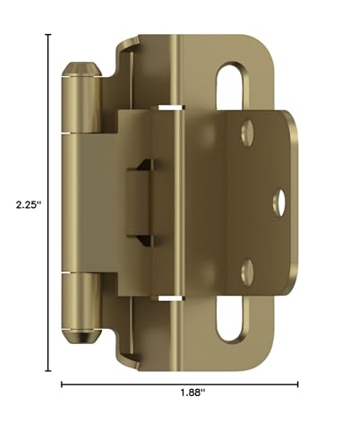 Image of Amerock 1 Pair 3 /8 inch Inset Golden Champagne Self-Closing Wrap Hinge