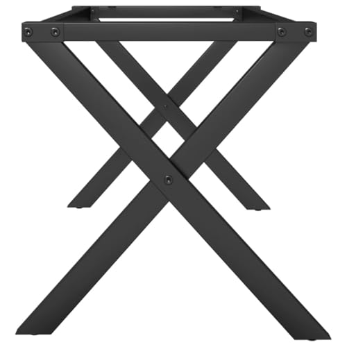 Cadre de table basse en X Mangloder en acier noir pour meuble industriel de salon - 6