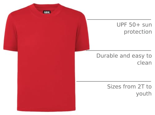 Image of QBK 2T to Youth Neon Shirt Kids UPF 50+ Dry Fit Athletic Short Sleeve Rash Guard T Shirts for Boys Girls Sports Undershirt