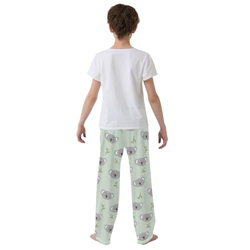 Cute Koala Leaf Boys Long Pants Soft Trousers Elastic Waist Kids Lounge Bottoms with Pockets S-XL3