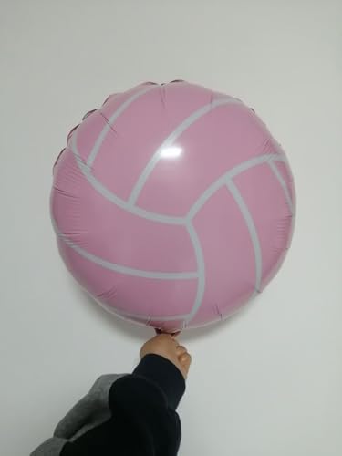 Image of 6pcs 18 inch Pink White Volleyball Balloons Volley Ball Balloons for Girl Sports for Volleyball Birthday Party Decoration Volleyballs Baby Shower Senior Night Party Decor Girl Sports Theme Party