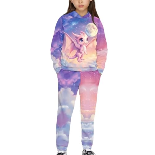 Girls Clothes 2-Piece Hoodie Tracksuit with Pockets Pant Sets