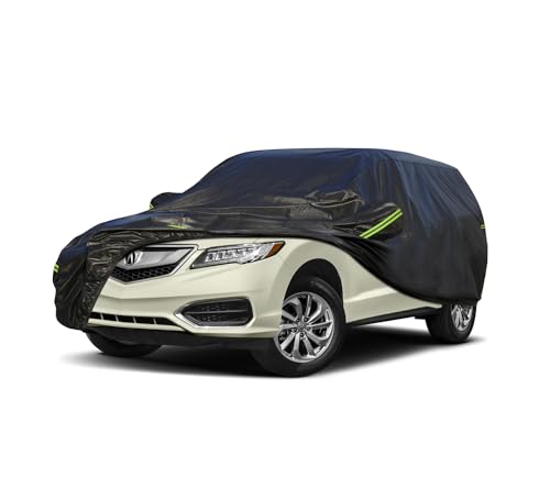 Image of KouKou Waterproof SUV Car Cover Suitable for Acura RDX from 2007 to 2025, 7 Layers Windproof All Weather Waterproof Outdoor Cover Sun Rain UV Dust Snow Protection. Black