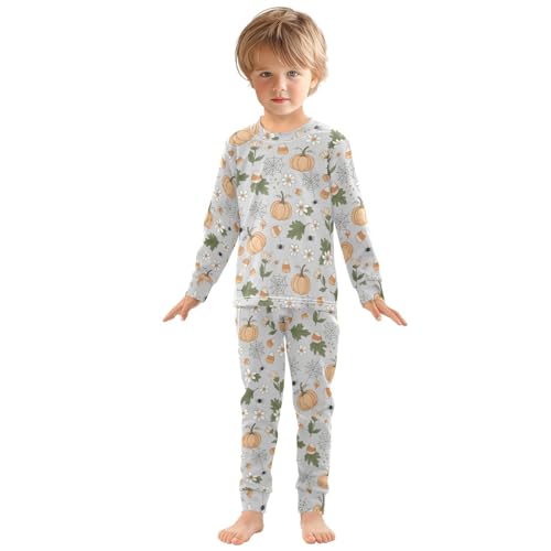 Pajama Sets Long Sleeve Halloween Pumpkin Spider Candy Soft Comfy Sleepwear 2 Piece PJS 3-8T2