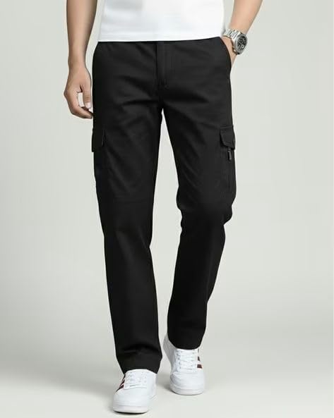 Image of Vikita Enterprise Men's Relaxed Fit Cotton Cargo Pant with Full Length and Zipper Closure Type | Mens Cargo Pants with Pocket