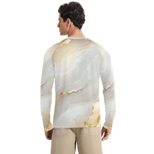 Marble White White Men's Rash Guard Shirts Lightweight Round Neck Long Sleeve Sun Protection UPF 50+ Water Fishing2