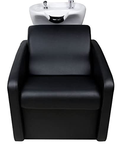 Lavacabezas Dark con cerámica blanca espuma de alta densidad y tapizado en polipiel. Inclinación de respaldo perfecta para adaptación de la cabeza en la cerámica, Negro