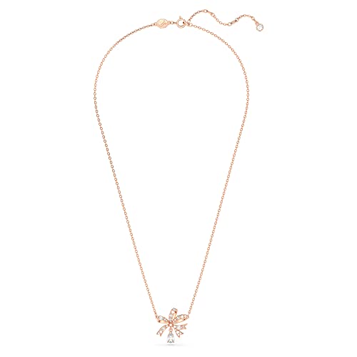 SWAROVSKI Volta Necklace, Earrings, and Bracelets Jewelry Collection, Bow-Inspired Pink and Clear Crystals with Rose-Gold Tone Finish2