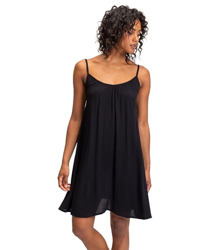 Roxy Women's Summer Beach Dress – Casual Sundress & Beach Cover-Up, Sleeveless Mini Dress for Beach, Pool, and Resort Wear, Anthracite 241, Large