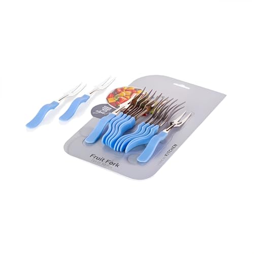 Image of 10-Piece Stainless Steel Fruit Fork Set, Heavy Duty, Rust-Resistant, Dishwasher Safe Dessert Forks, Perfect for Fruits, Cheese, Appetizers, Wedding, Party, Picnics, Daily Use (Multicolour)