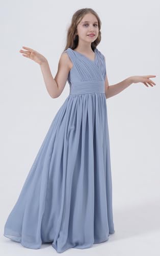 Junior Girls Bridesmaid Dress Flower Girl Wedding Party Dresses for Teen Chiffon PT0103