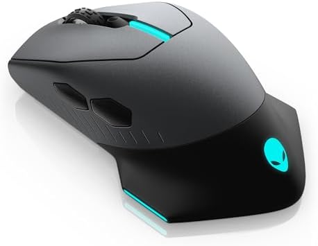 Alienware Wired/Wireless Gaming Mouse AW610M - 16000 DPI Optical Sensor, 350 Hour Rechargeable Battery, 7 Buttons, 3-Zone 16.8m AlienFX RGB Lighting, Ergonomic - Dark Side of the Moon