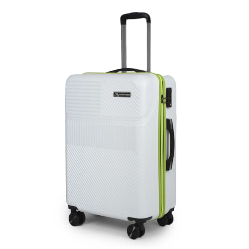 Image of Move-Meant VoyageWare Large Check-in Suitcase 75 Cm 8 Wheels Number Lock Poly Carbonate Off White /Neon Green Trolley Bag for Men & Women | 360 Degree Wheeling System Luggage | Trolley Bags for Travel