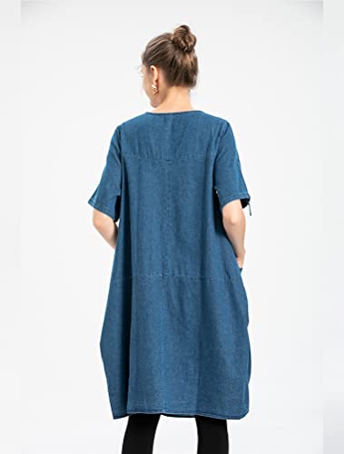 LaovanIn Women's Plus Size Tunic Dress Summer Cotton Linen T Shirt Knee-Length Dresses3