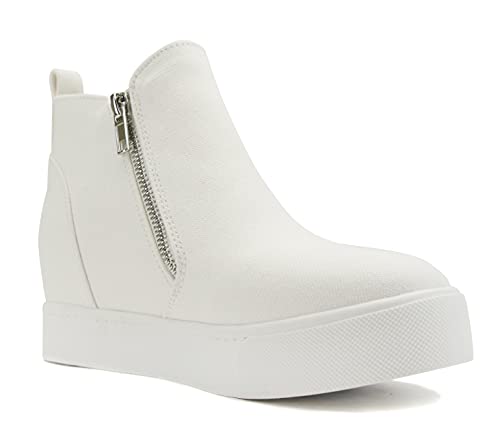 Image of Soda Taylor Hidden Wedge Sole Booties Ankle Heels Sneaker Shoes Side Zipper