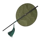 [CONGARTENO] 古風な箭竹腰扇 軽量携帯用丸型風手持ち扇子 流蘇付き伝統的な形扇子 舞台パフォーマンスやダンス装飾に