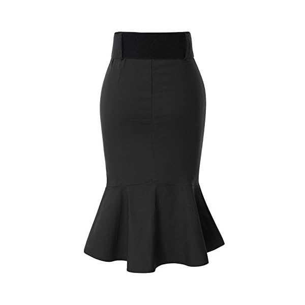 Belle Poque Womens Vintage Black Stretchy Midi Pencil Skirts Formal Bodycon Skirt Knee Length L - Image 3