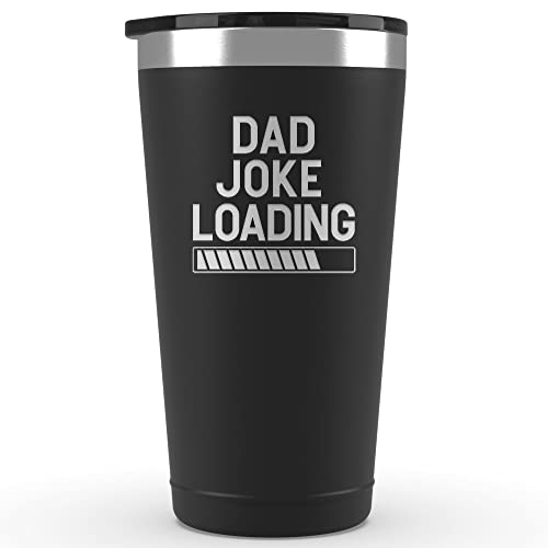 Dad Joke Loading - 16 oz Black Stainless Steel Coffee Travel Mug for Dads - Birthday Fathers Day Christmas Dad Gifts from Son - Best Dad Coffee Mugs Gifts from Daughter - Funny Dad Mugs Dad Tumbler