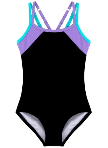 Belovance Girls Swimsuit One Piece Swimwear Adjustable Straps Back Cutout Athletic Sport Kids Tween Bathing Suit 5-14 Years