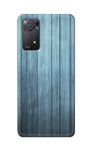 Image of Printed Hard Back Cover Case for Mi Redmi Note 11 Pro+ Plus 5G Back Cover (Wooden Blue) -1302