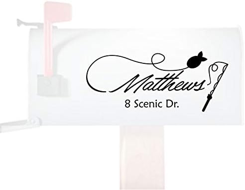 Calcomanías de vinilo para buzón de correo, caña de pescar con letras personalizadas con nombre y dirección personalizada, juego de 2