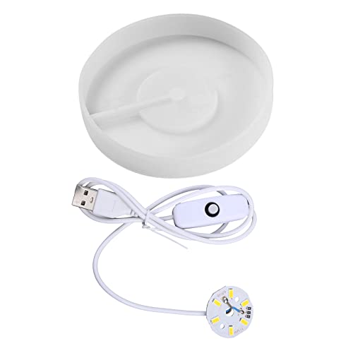 VOCUE Silicone Mold with LED Light Set for Resin Crafts LED Lights Display Base Round Square Lighted Stand for Crystal Art