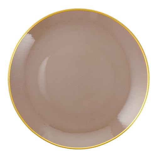 VILLA ITALIA Assiette à Gâteau en Verre - 28 cm Fiber Beige – Gâteau – Biscuits - Idéal pour servir des Desserts – Parfait pour Cadeau – Fête – Assiette ronde