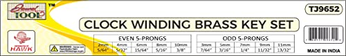 Hawk Importers, Inc Jewel Tool Universal Brass Clock Key Winder Set | 2 Piece Set Includes Odd Even Numbers | Great For Windig Grandfather Clocks, Antique Clocks, Watchmakers, Watch Repairs #TOP4