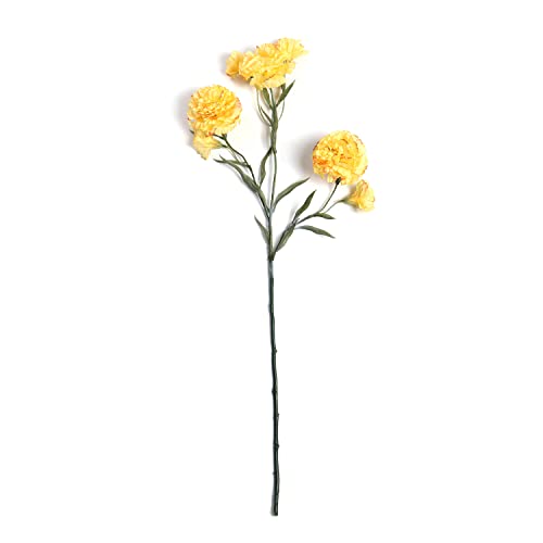 Image of Pure Home and Living Yellow Carnation Faux Flower Stem 1 Piece