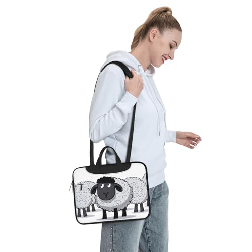 Maletín para laptop unisex con oveja blanco y negro 15.6 pulg miniatura 7