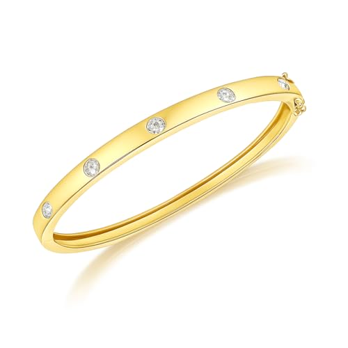 Amazon Essentials 14K Gold-Plated Cubic Zirconia Bangle Bracelet