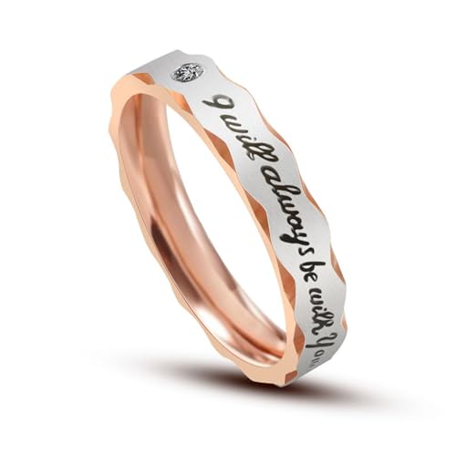 Promise Ring, Mens Women Stainless Steel Bicolor Promise Ring Engraved with 